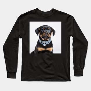 Rottweiler Against White Background Long Sleeve T-Shirt